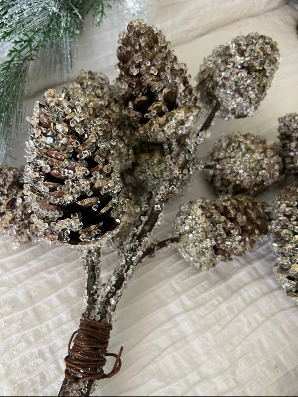 Glittered Pinecone Stems - Set of 2 (Gold)